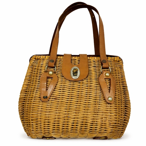 brechner bros Handbags - Vintage Brechner Bros Wicker Basket Handbag Granny purse made in Hong Kong